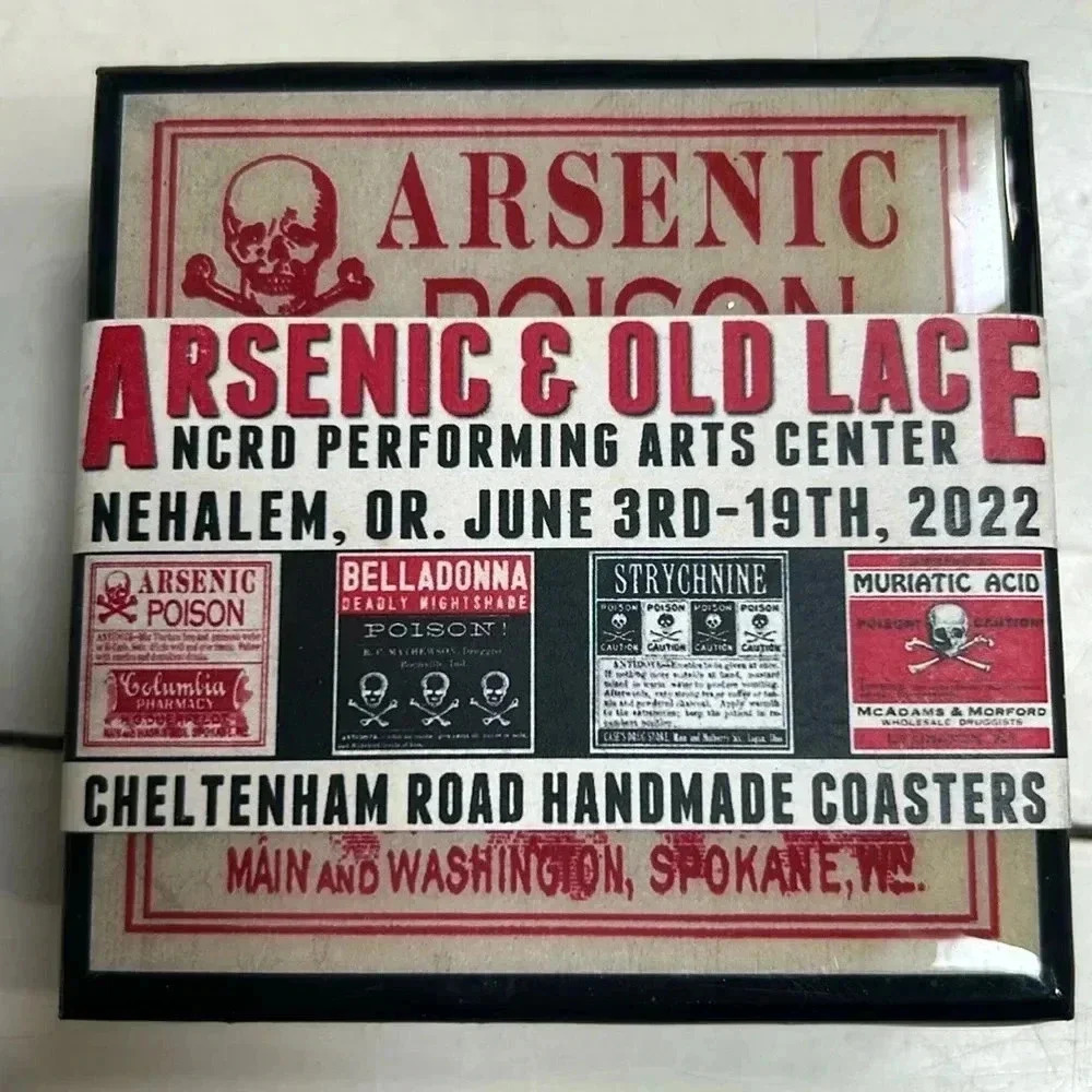 NWT Handcrafted Coasters arsenic & old Lace